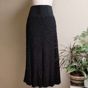 Vintage Nygard Collection Black Diagonally Shirred Long Skirt Size 2X